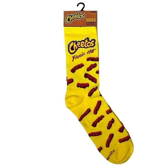 Socks Cheetos Flaming Hot Novelty Mid Calf Shoe Size Women 7-13 Unisex Men 6-12 - Picture 2 of 16